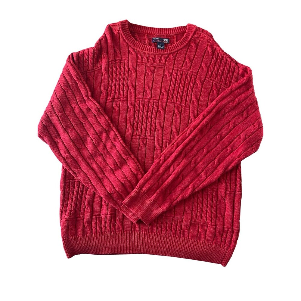Roundtree & Yorke Men's Sweater Red Large Winter Holidays Excellent Condition
